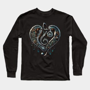 Elegant heart with clef in steampunk style. Long Sleeve T-Shirt